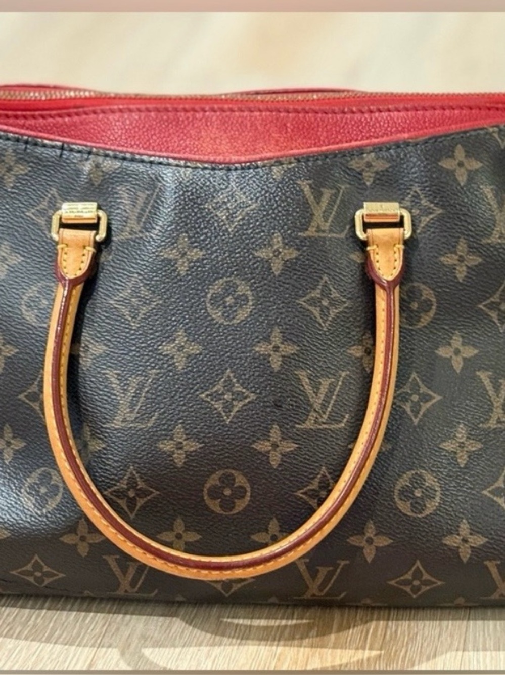 Louis Vuitton Monogram Satchel shoulder Pallas MM   Red Trim